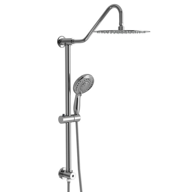 Shower System With 5 Function Rain Hand Shower And Slide Bar Combo