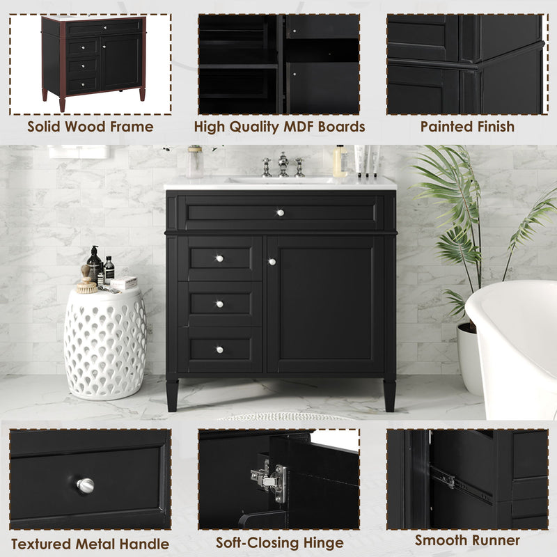 Bathroom Vanity With Top Sink, 2 Drawers And Tip Out Drawer