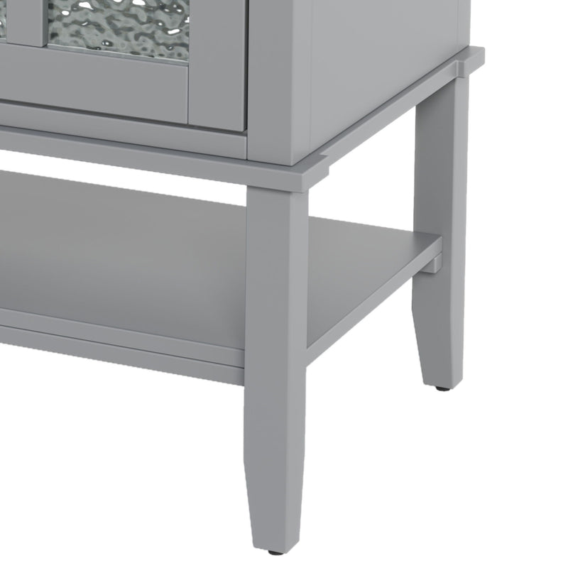 Bathroom Vanity With Ceramic Sink, Adjustable & Open Shelf