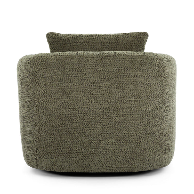 360° Swivel Barrel Sofa Chair With Throw Pillow, Upholstered Accent Chair