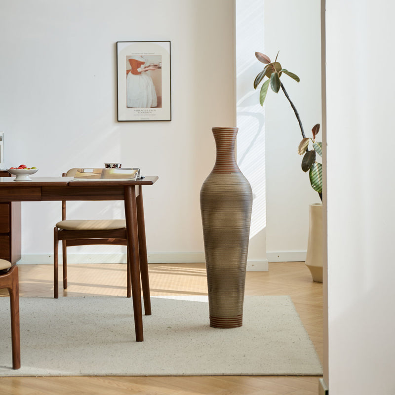 Tall Vase - Brown Decorative Floor Vase, Classic Neat Floor Vase Tall Freestanding Flower Holder, Artificial Rattan Vase, Floor Vase, Flower Holder For Home Decor - Gray