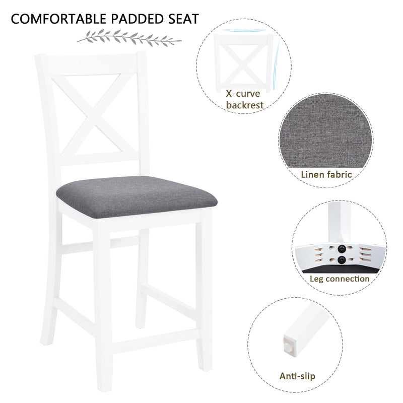 5 Piece Counter Height Dining Table Set With 4 Chairs