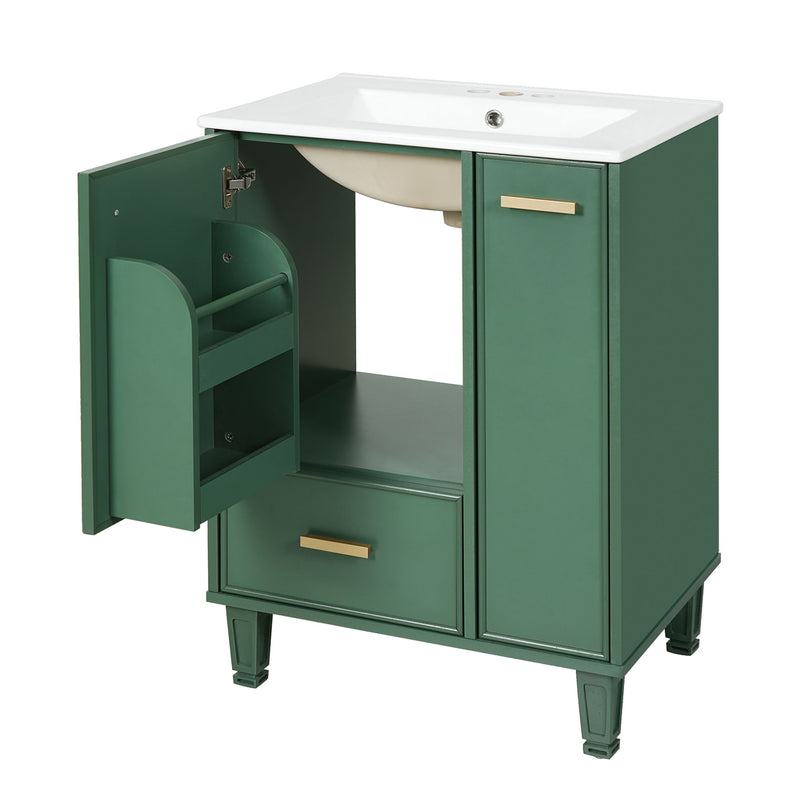 Bathroom Vanity With Sink, Deep Drawer, Door Shelf, 2 Tier Basket