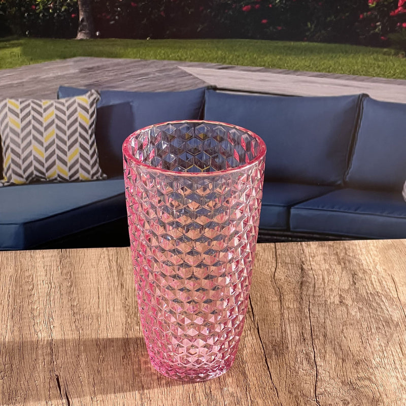 Leading Ware Diamond Cut Acrylic Drinking Glasses (Set of 4)