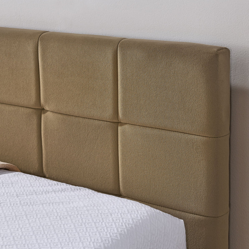 Upholstered Bed Frame With Tufted Backrest And Armrests
