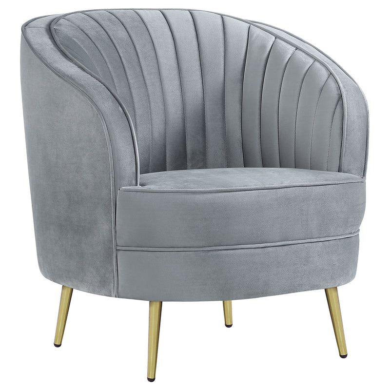 Sophia - 3 Piece Upholstered Channel Tufted Sofa Set - Gray