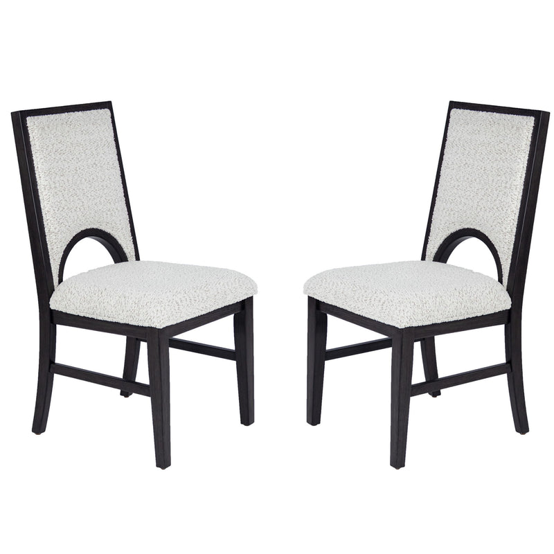 Upholstered Dining Chairs With Arched Cutout Backrest (Set of 2) - Black / White