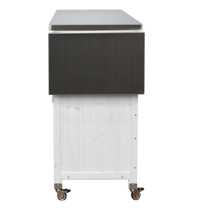 Foldable Outdoor Kitchen Island With Lockable Wheels, Storage Cabinet And Towel Rack For Patio