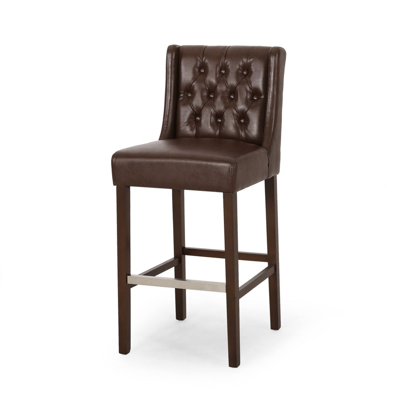 Solstara - Upholstered Dining Barstool With Button Tufted And Wing Back
