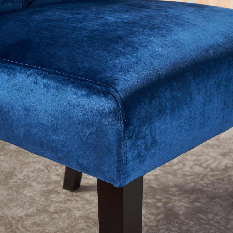 Elegant George Hi Back Dining Chair (Set of 2) With Tufted Velvet - Navy Blue