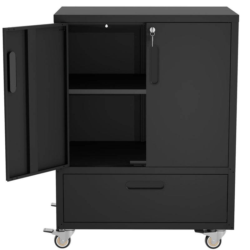 Mobile Tool Cart With Lockable Casters, Heavy-Duty Storage Organizer - Black