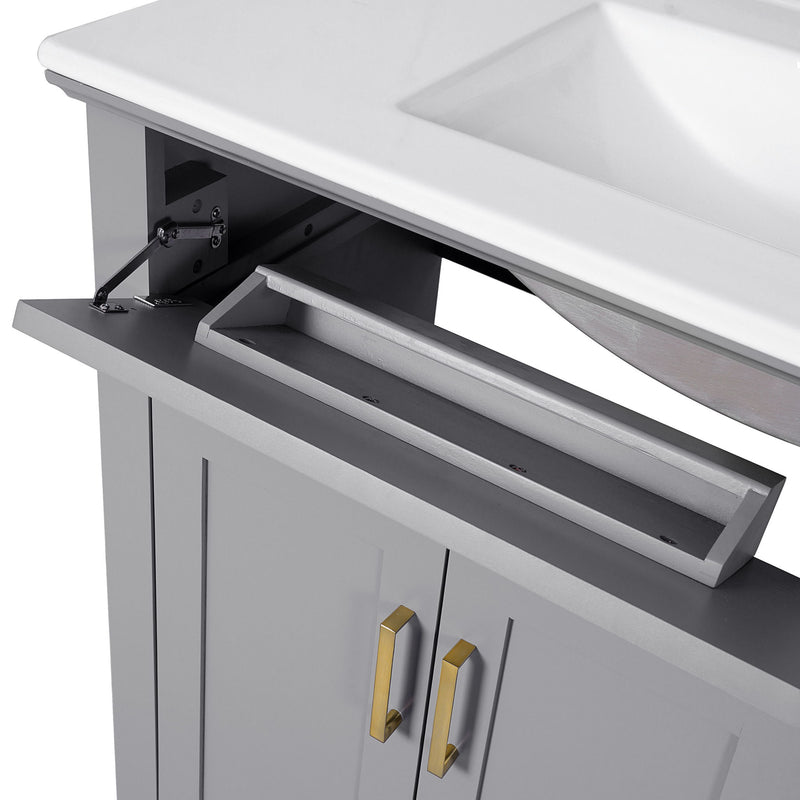 Modern Bathroom Vanity With Ceramic Sink, Soft Close Storage Cabinet