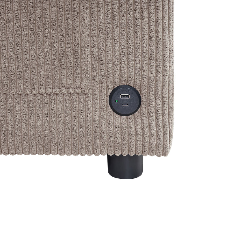 Sleeper Sofa With Foldable Mattress, USB Ports, Side Table & Storage Pocket