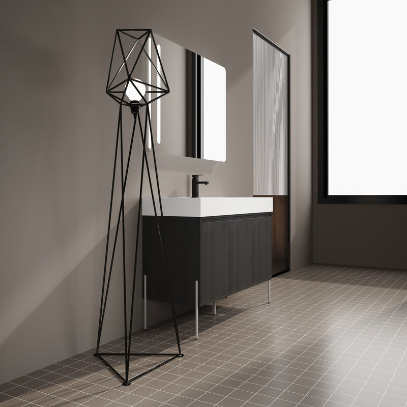 Freestanding Bathroom Vanity With Resin Sink And Storage Cabinet