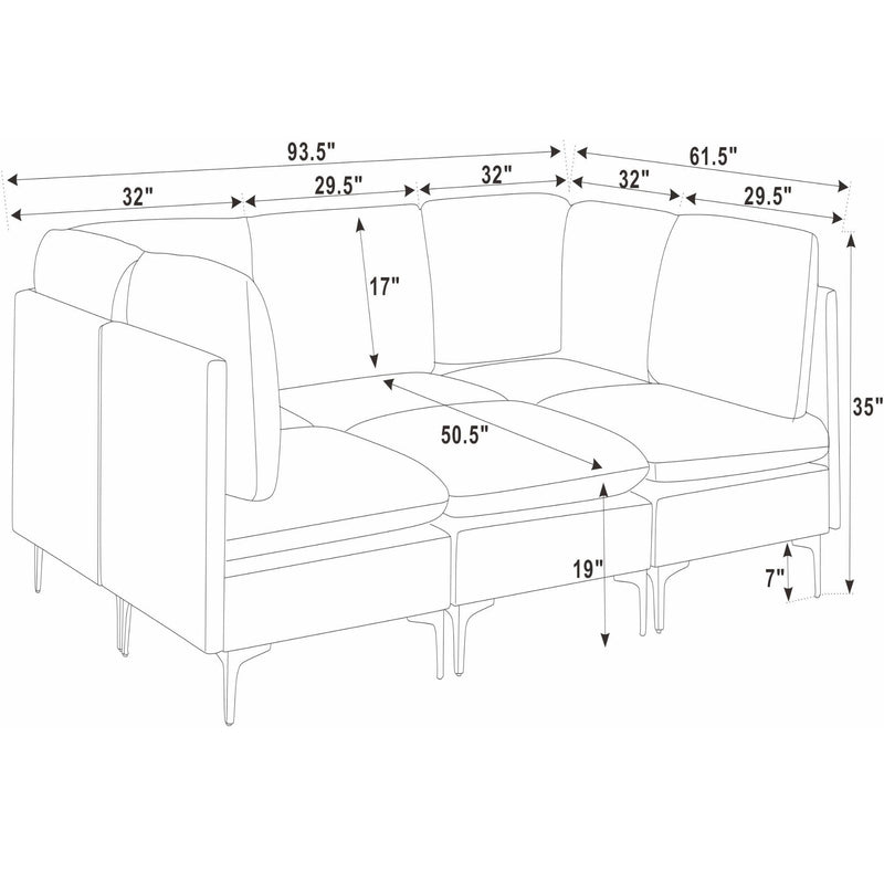 Upholstered Modular Sectional & Tall Legs