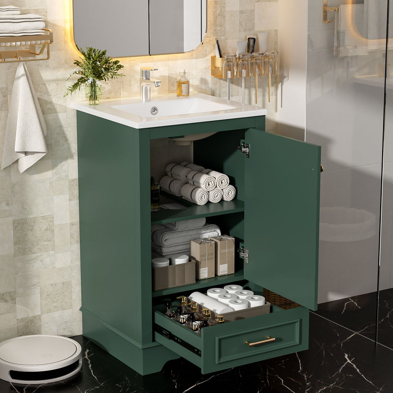 20" Bathroom Vanity With Sink, 1 Drawer, Freestanding Single Set