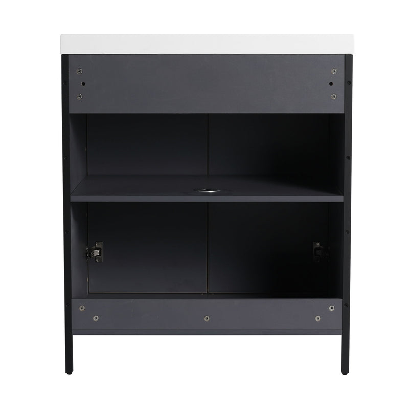 Modern Freestanding Bathroom Vanity With Resin Sink & Soft Close Cabinet Doors