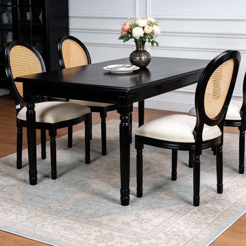 Dining Chairs, Upholstered With Round Back (Set of 2) - Black