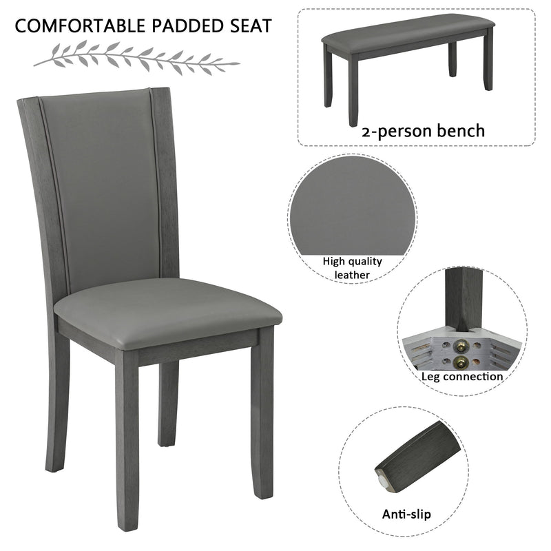 Dining Table Set With Upholstered Chairs, Rectangular Dining Table Set