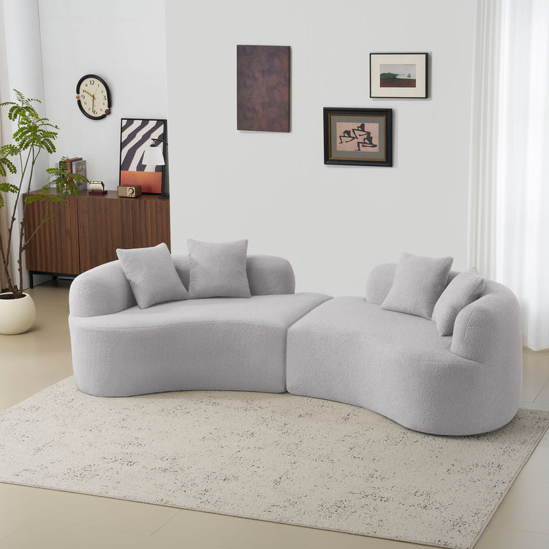 Curved 4 Seater Sofa For Small Spaces - Gray