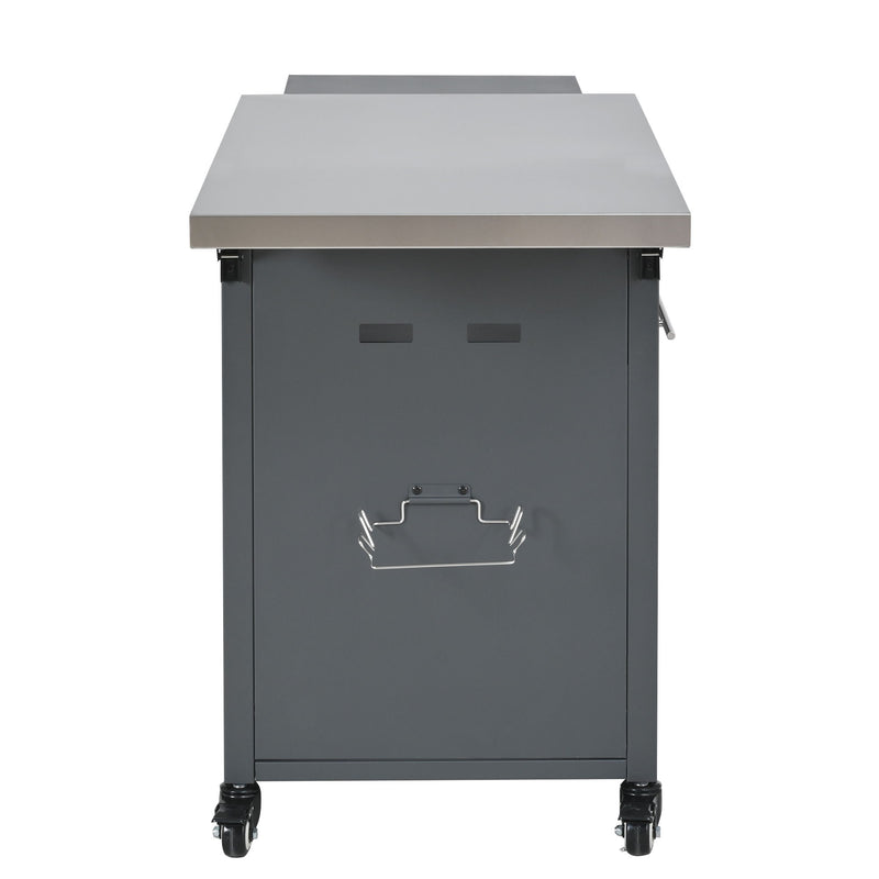 Foldable Outdoor Prep Station BBQ Cart With Trash Rack