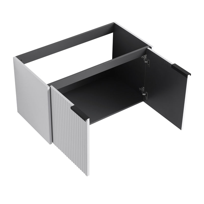 Contemporary Wall Mounted Bathroom Vanity With Resin Double Sink