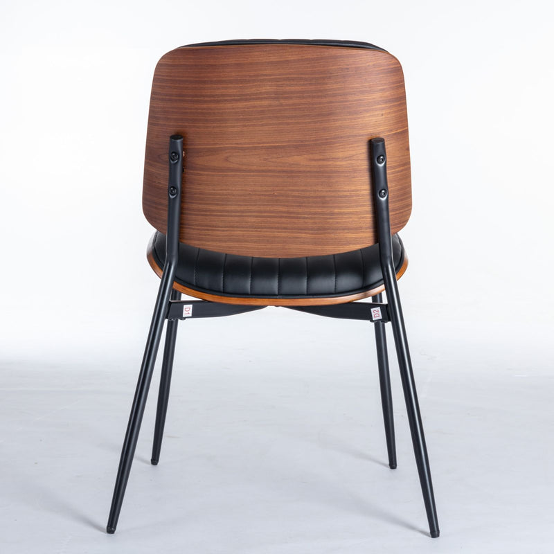 Dining Chairs (Set of 2) Mid-Century Modern Retro Chair With Walnut Bentwood Back Upholstered Seat Metal Legs Adjustable Foot For Kitchen Dining Room Chairs