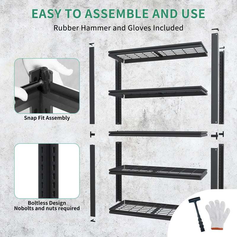 Heavy Duty 5 Tier Adjustable Metal Mesh Storage Rack With 2000 Lbs Capacity - Brushed Nickel