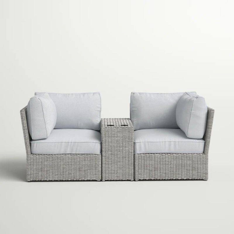 Outdoor Wicker Loveseat With Cushions