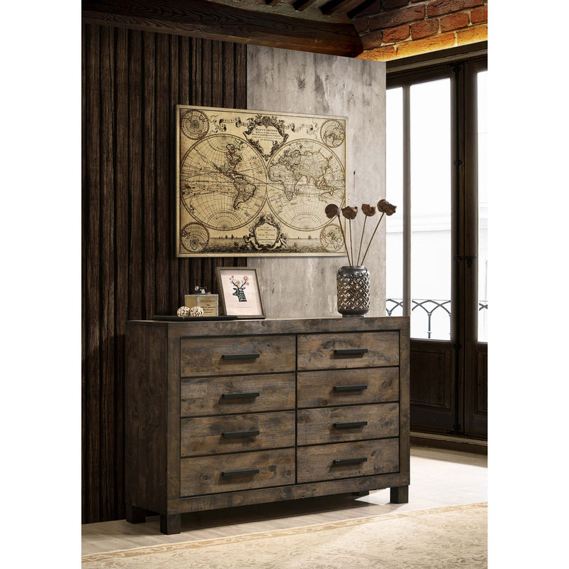 Bren - 8 Drawer Dresser With Pull Handles - Rustic