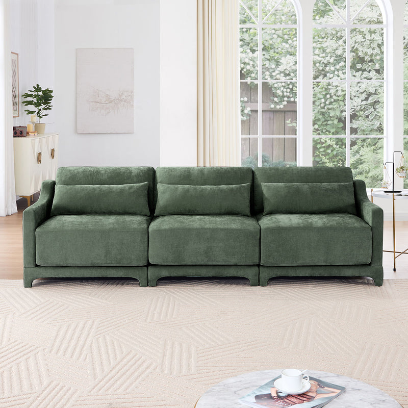 Elegant Sofa With Ergonomic Design And Lumbar Pillows