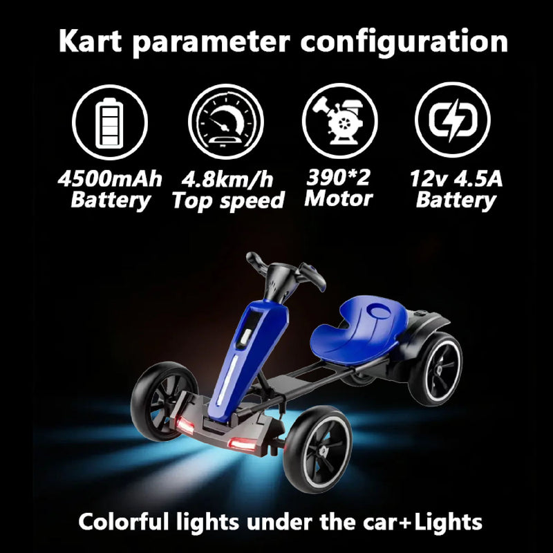 Electric Kids Pedal Go Kart With Adjustable Seat, Foldable Design