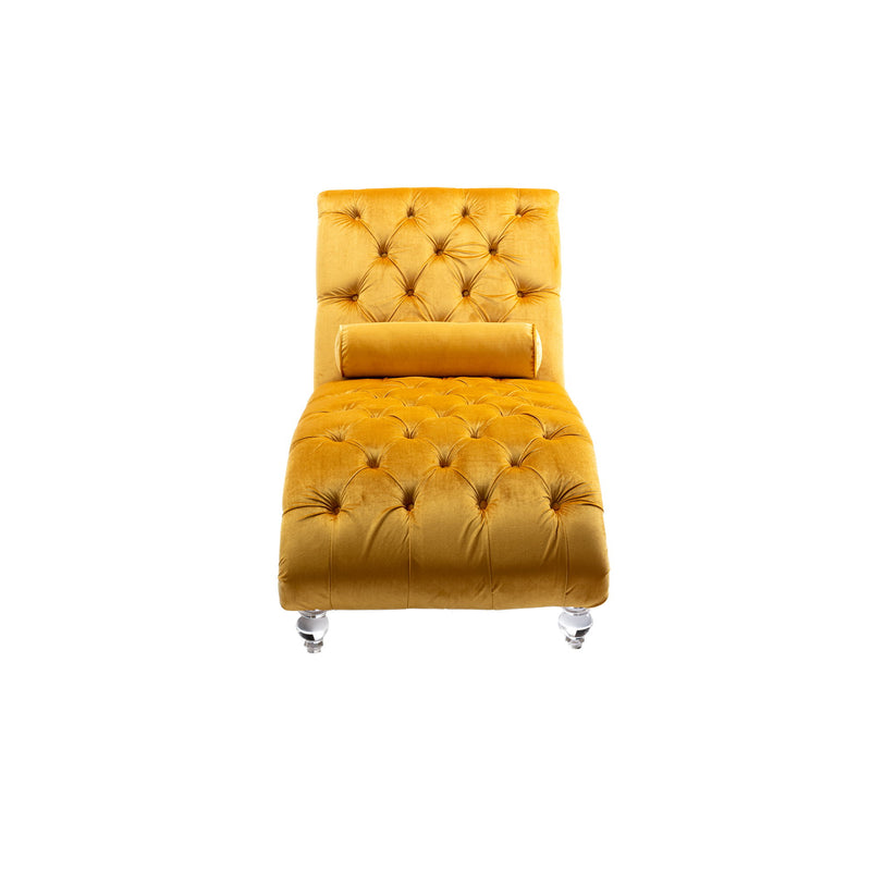 Chaise Lounge Indoor, Button Tufted Upholstered Chaise Lounge Chair With Pillow
