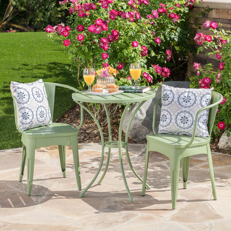 3 Piece Bistro Set With Table And 2 Chairs - Green