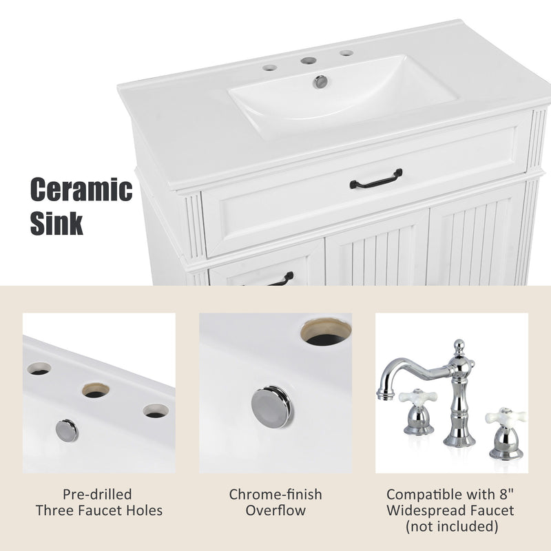 Bathroom Vanity With Sink, Freestanding Cabinet & Drawers
