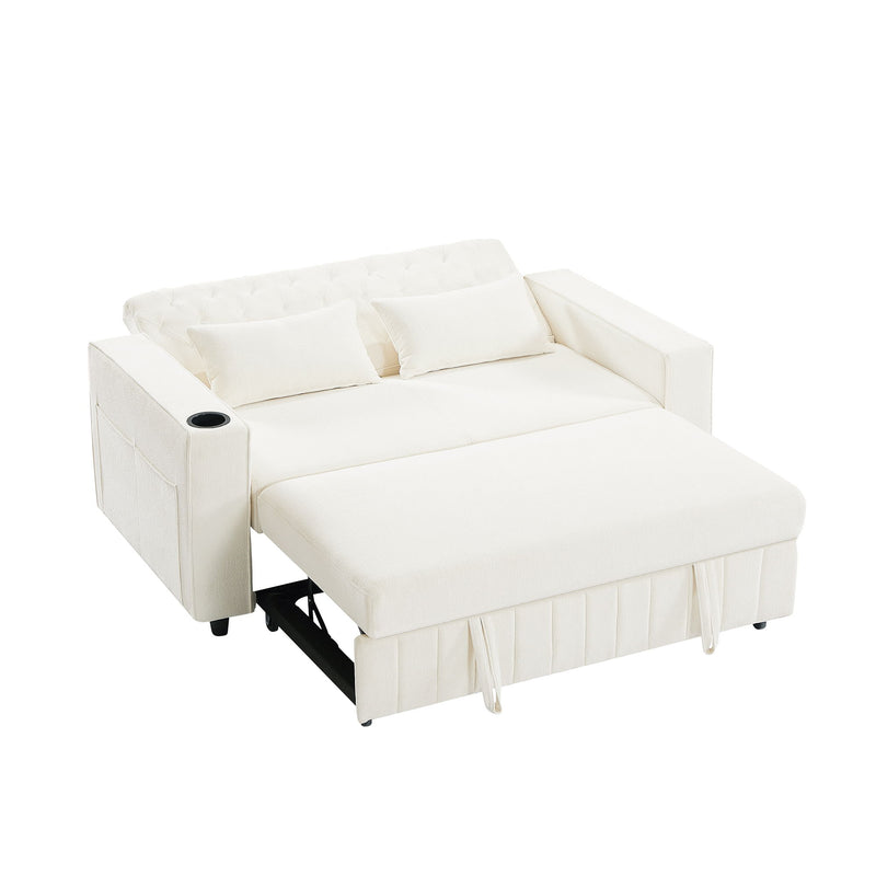 Pull-Out Sofa Bed Convertible Couch With Adjustable Backrest For Living Room