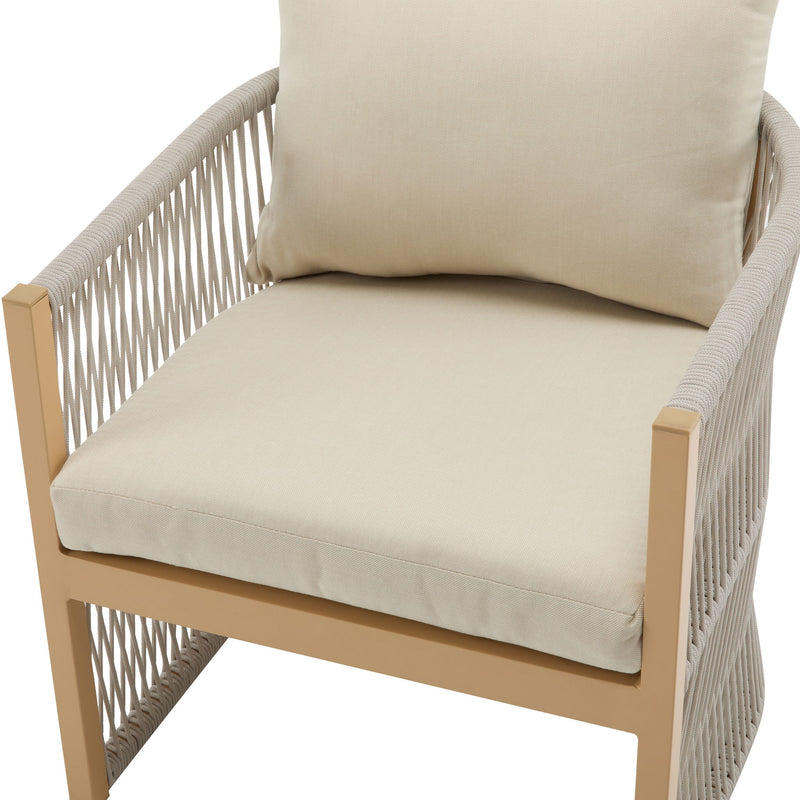 Modern Curved Aluminum Lounge Chair With Stylish Rope Weave Design And Cushioned Comfort For Outdoor