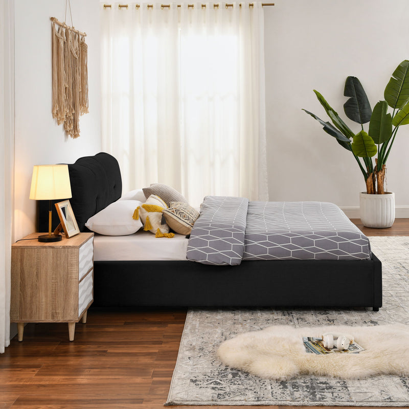 Storage Upholstered Hydraulic Platform Bed With Integrated Headboard