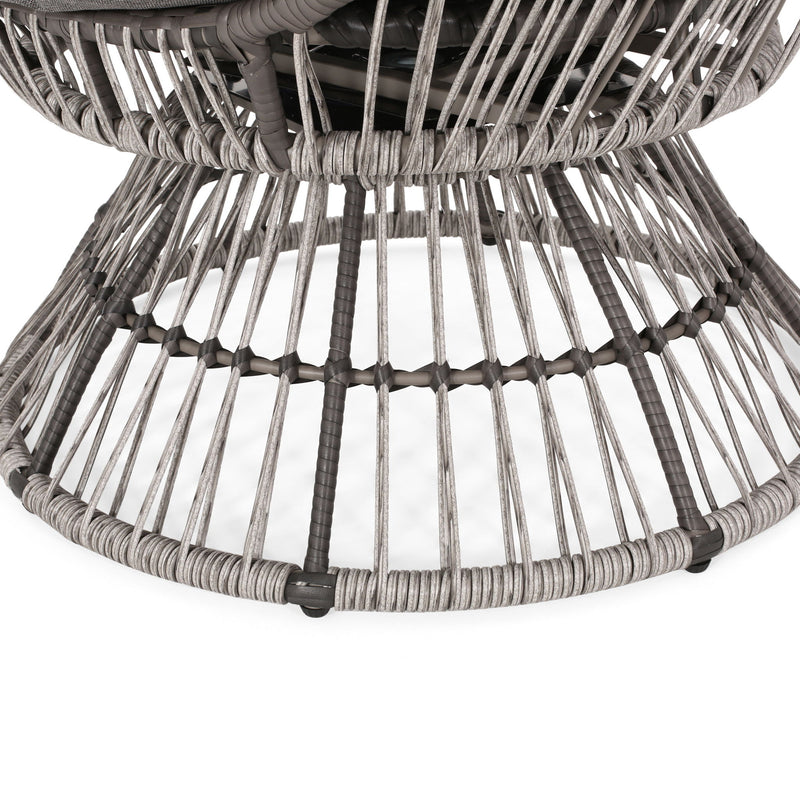 Patio Swivel Basket Egg Chair With Cushion
