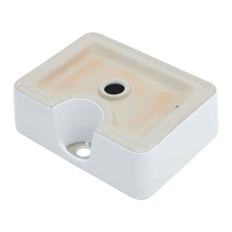 Rectangular Bathroom Sink With Towel Bar & Faucet Hole, Wall Mounted - White