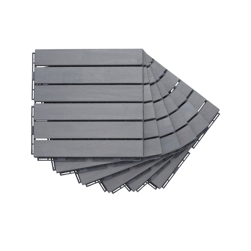 Interlocking Deck Tiles Striped Pattern, Waterproof Anti Mildew Brown