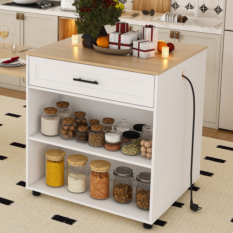 Expandable Kitchen Island With Power Outlet