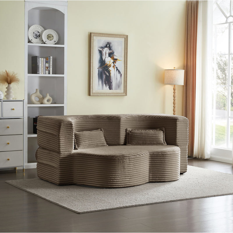 Floor Convertible Sleeper Sofa Bed With 2 Pillows