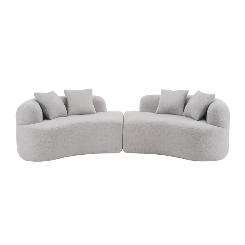 Curved 4 Seater Sofa For Small Spaces - Gray