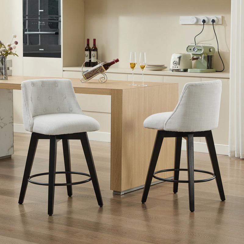Swivel Bar Stools & Button Tufted Back (Set of 2)