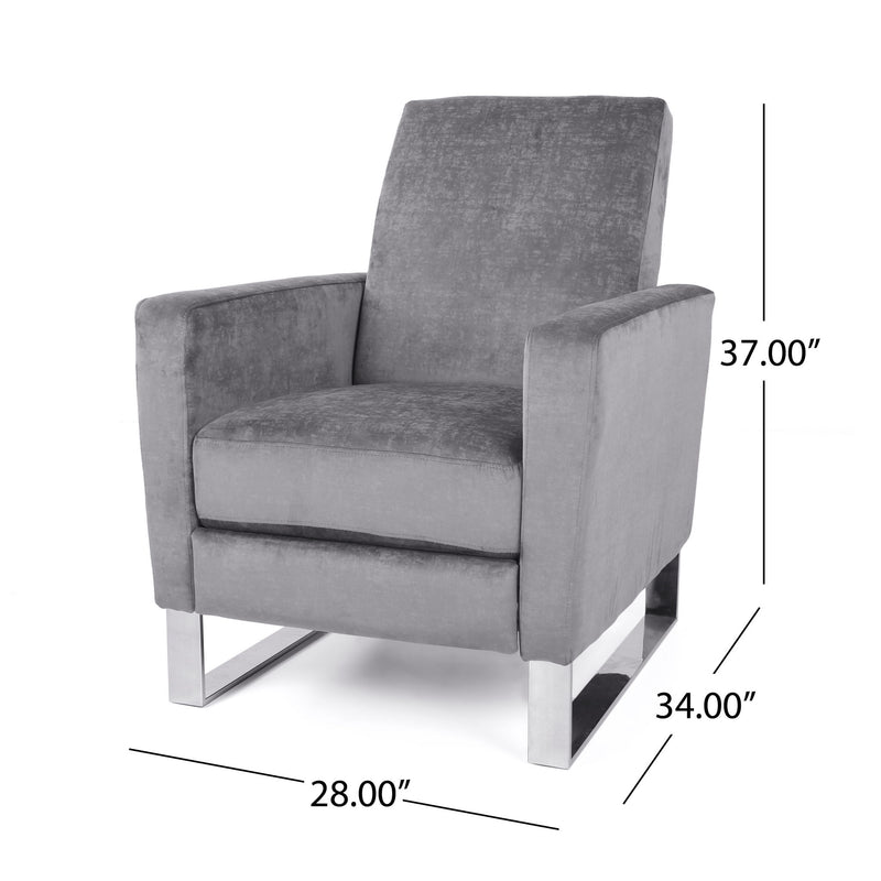 Bolt - Upholstered Recliner Chair With Stainless Steel Base - Gray
