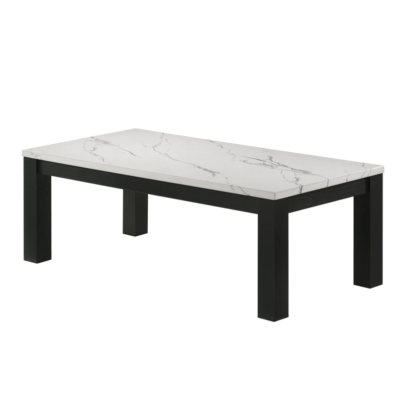 Modern 3 Piece Living Room Table Set With Faux Marble Top Wooden - Black / White