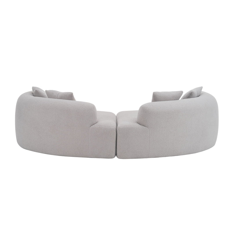Curved 4 Seater Sofa For Small Spaces - Gray