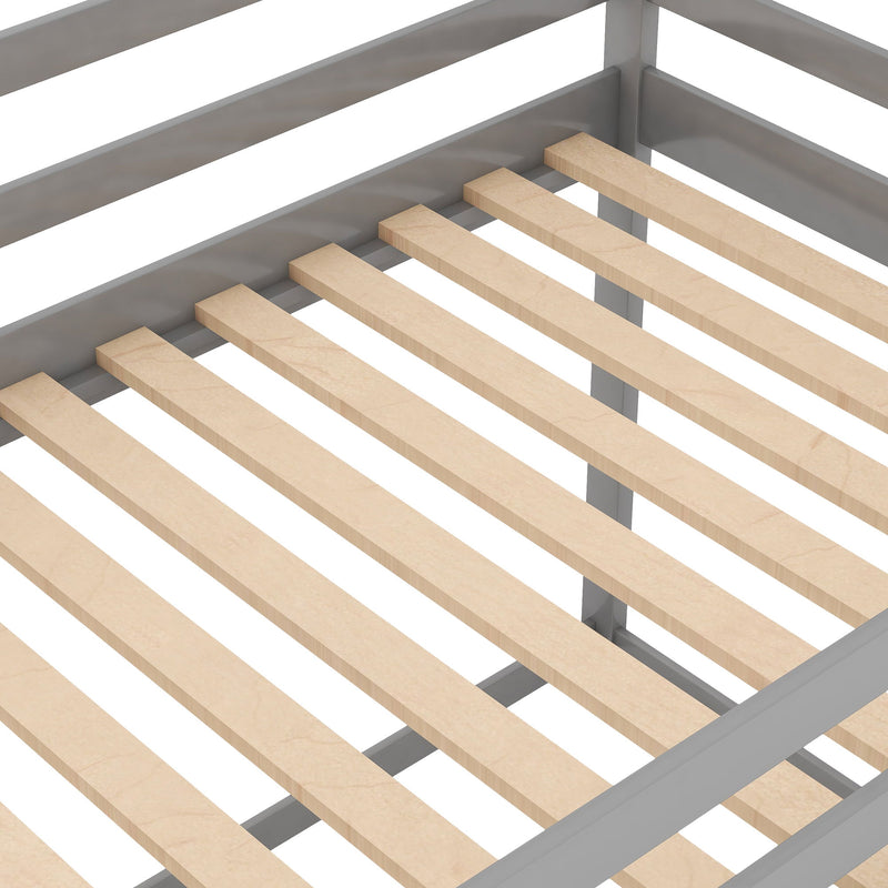 Low Bunk Bed With House Shaped Frame And Ladder