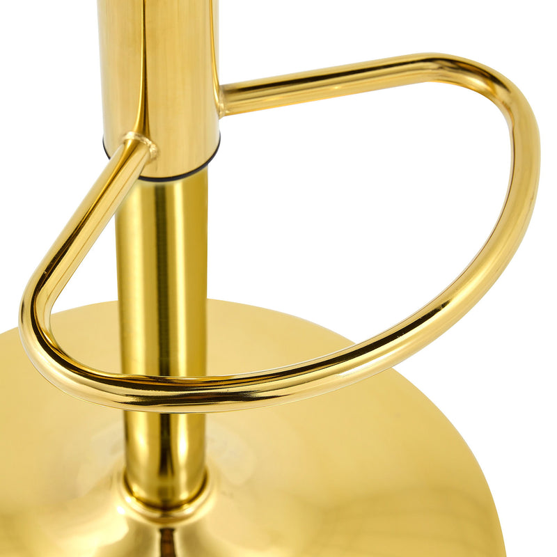 Adjustable Swivel Bar Chair With High Back Support For Kitchen Counter (Set of 2) - Gold / White